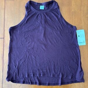 Athleta NWT ease in rib tank. Color Cabernet, size large